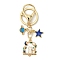 Star & Cat & Planet Alloy Enamel with ABS Plastic Pearl Keychain, with Key Rings & Lobster Claw Clasps, Golden, 87.5mm