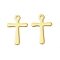 304 Stainless Steel Charms, Cross, Golden, 15x10x0.5mm, Hole: 1.4mm