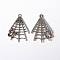 Halloween Jewelry Alloy Pendants, Spider in Web, Cadmium Free & Lead Free, Antique Silver, 32x23x3.5mm, Hole: 1.5mm