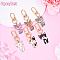 Cat Alloy Enamel Pendant Decorations, with Alloy Swivel Clasps, Mixed Color, 62mm, 6pcs/set