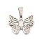 201 Stainless Steel Pendants, Butterfly Charm, Laser Cut, Stainless Steel Color, 15x20x1.5mm, Hole: 3.5x7.5mm