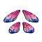 Epoxy Resin Pendants, Butterfly Wing, with Gold Foil & Glitter Powder, Camellia, 37.5x17x2.5~3mm, Hole: 1.2mm