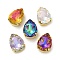 Sew on Rhinestone, Glass Crystal Rhinestone Multi-Strand Links, with Brass Prong Settings, Garments Accessories, Faceted, Teardrop, Mixed Color, Golden, 18x13x9mm, Hole: 1.2mm