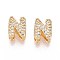 Brass Micro Pave Clear Cubic Zirconia Beads, Letter, Nickel Free, Letter N, 9x7x5mm, Hole: 2.5X2mm