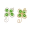2Pcs Glass Pendants, with Copper Wire, Clover, Lime Green, 30x22x6mm, Hole: 3.5mm, 2pcs/set