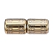 Electroplate Glass Beads, Column with Twisted Oval Pattern, Light Gold, 11.5~12x8~8.5mm, Hole: 1.2~1.4mm