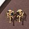 Brass Micro Pave Cubic Zirconia Clip-on Earrings, Long-Lasting Plated, Nickel Free, Heart, Real 18K Gold Plated, 22x11x9mm