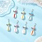 Glass Pendant Docorations, with Zinc Alloy Lobster Claw Clasps and Shell, Angel, Platinum, Mixed Color, 55mm, 7pcs/set