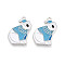 Rack Plating Alloy Enamel Bear Pendants, Cadmium Free & Nickel Free & Lead Free, Platinum, Light Sky Blue, 24.5x18x1mm, Hole: 1.6mm