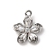 Brass Micro Pave Cubic Zirconia Charms, Cadmium Free & Nickel Free & Lead Free, Flower, Platinum, 10x9x3mm, Hole: 0.9mm
