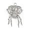 Halloween Theme 304 Stainless Steel Pendants, Stainless Steel Color, Non-Tarnish, Spider, 55.5~62x39x12~17mm, Hole: 4.4x4.8mm