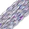 Transparent Electroplate Glass Beads Strands, Half Rainbow Plated, Faceted, Bicone, Lilac, 8x4mm, Hole: 0.8mm