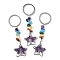 Star Brass Amethyst Keychains, with Iron, Platinum , 96~100mm