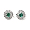 Brass Micro Pave Cubic Zirconia Pendants, with Glass, Flower, Real Platinum Plated, 9x9.5mm, Hole: 3.5mm