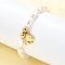 304 Stainless Steel Elephant Charm Bracelets for Women, with Plastic Imitation Pearl Beads, Ion Plating(IP), Golden, 7-1/8 inch(18cm)