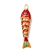 Rack Plating Brass Pendants, with Cubic Zirconia and Enamel, Fish Charms, Long-Lasting Plated, Lead Free & Cadmium Free, Red, 46x10.5x7.5mm, Hole: 4x2.5mm