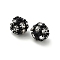 6mm Brass Crystal Rhinestone Beads, Round, for Jewelry Projects, Black, 6x6.5mm, Hole: 1.2mm