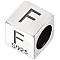 Sterling Silver Beads, Cube, European Bead, Letter F, 6x6x6mm, Hole: 4.5mm