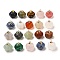 Natural & Synthetic Mixed Gemstone Pumpkin Charms with Golden Tone Brass Bails, 14x14mm, Hole: 1.6mm