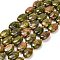 Natural Unakite Beads Strands, with Seed Beads, Oval, 13.5~14.5x10~10.5x4.5~5mm, Hole: 1mm, about 24pcs/strand, 15.24''(38.7cm)