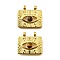 304 Stainless Steel Pave Natural Tiger Eye Pendants, Hollow Rectangle with Eye Charms, Ion Plating(IP), Real 14K Gold Plated, 19x20x5mm, Hole: 2.5mm