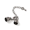 Brass Chain Extender, with Cord Ends and Lobster Claw Clasps, Gunmetal, 35.5mm long, cord end: 8mm wide, 11mm long, hole: 6.5mm