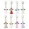 8Pcs Alloy & Glass Angel Pendant Decoratons, with Alloy Lobster Claw Clasps, Antique Silver, 39mm
