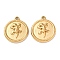 304 Stainless Steel Pendants, Flat Round, Ion Plating(IP), Real 18K Gold Plated, Lizard, 18x15.5x2.5mm, Hole: 1mm