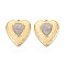 304 Stainless Steel Pendants, Heart, with Enamel, Real 18K Gold Plated, Ion Plating(IP), WhiteSmoke, 36x32x2.5mm, Hole: 1.8mm