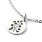 Non-Tarnish 304 Stainless Steel Pendant Necklaces, Flat Round with Flower, Stainless Steel Color, 15.75 inch(40cm)