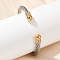 304 Stainless Steel Cuff Bangles, Spring Bangles, Ion Plating(IP), Golden & Stainless Steel Color, 3/8 inch(0.95cm), Inner Diameter: 2-5/8 inch(6.8cm)