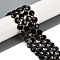 Natural Obsidian Beads Strands, Faceted Pentagonal Cut, Flat Round, with Seed Beads, 10~10.5x5~6mm, Hole: 1mm, about 32~33pcs/strand, 15.75''(40cm)