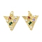 Brass Micro Pave Cubic Zirconia Pendants, Triangle, with Jump Ring, Long-Lasting Plated, Cadmium Free & Lead Free, Rack Plating, Real 18K Gold Plated, 15.5x14.5x3mm, Hole: 3.3mm