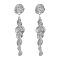 Alloy Flat Round Tassel Dangle Stud Earrings, Platinum, 95mm