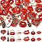 35Pcs 7 Styles Alloy Enamel Pendants, Makeup Pendants, Mixed Shapes, Red, 13~23.5x7~18x3~4mm, Hole: 1.6~2mm, 5pcs/style
