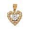 316 Surgical Stainless Steel Rhinestone Pendants, Vacuum Plating, Heart, Real 18K Gold Plated, 23x21x5mm, Hole: 7.5x5.5mm