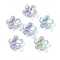 Transparent ABS Plastic Beads Cap, UV Plated, 5-Petal Flower, Light Blue, 10.5~11.5x2mm, Hole: 1.4mm