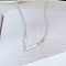 Letter V 304 Stainless Steel with Natural Shell Pendant Necklaces, Stainless Steel Color, White, 17.72 inch(45cm)