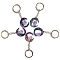Alloy Keychain, with Natural Amethyst, Rainbow Color, 8~10cm