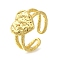 Brass Cuff Rings for Women, Cadmium Free & Lead Free, Heart, Golden, 12x12.5mm, Inner Diameter: 17.5mm