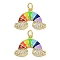 Brass Micro Pave Cubic Zirconia Enamel Pendants, with Jump Ring, Cadmium Free & Lead Free, Rainbow Charms, Real 18K Gold Plated, 14x20x3.5mm, Hole: 3mm