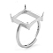 Rectangle Adjustable 925 Sterling Silver Solitaire Ring Settings, 4 Claw Prong Ring Settings, Real Platinum Plated, Inner Diameter: 18mm