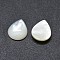 Shell Cabochons, teardrop, White, 16x12x3mm