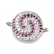 Rack Plating Brass Micro Pave Orchid & Clear Cubic Zirconia Vortex Connector Charms, Long-Lasting Plated, Cadmium Free & Lead Free, Platinum, 17x12.5x2.5mm, Hole: 1mm