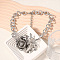 Alloy 3D Rose Flower Pendant Necklaces for Women, Platinum, 15.35 inch(39cm)
