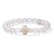 Natural White Agate Round Beads Stretch Bracelets, Cross Jewelry for Women