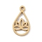 304 Stainless Steel Charms, Laser Cut, Teardrop with Lotus Charm, Golden, 13x7x1mm, Hole: 1mm