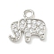 Brass Micro Pave Clear Cubic Zirconia Charms, Elephant Charm, Platinum, 11.5x12x2mm, Hole: 2mm