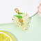 Glass & Acrylic Pendant Decorations, with Golden Alloy Lobster Claw Clasps, May Bell, Champagne Yellow, 42mm