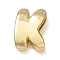Brass Beads, Long-Lasting Plated, Rack Plating, Lead Free & Cadmium Free, Real 18K Gold Plated, Letter K, 21x14.5x6mm, Hole: 18x4mm